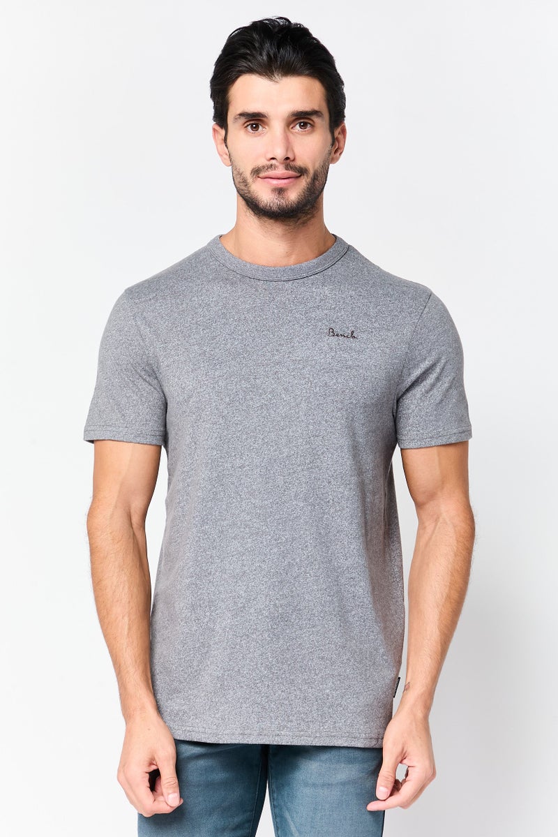Bench Men Crew Neck Short Sleeve Embroidered Logo T-Shirt, Heather Grey - Image 1